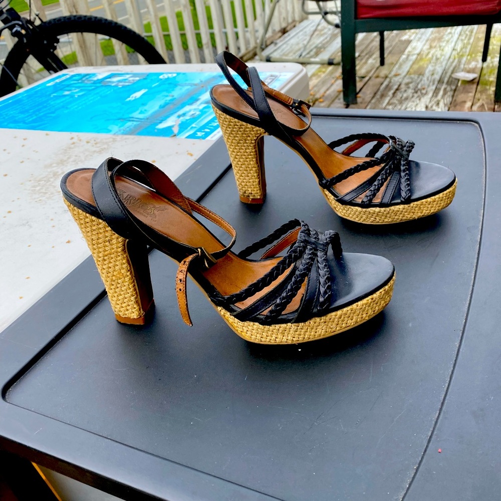 Espadrilles high heels. Size 9 1/2. Black. Carlos Santana